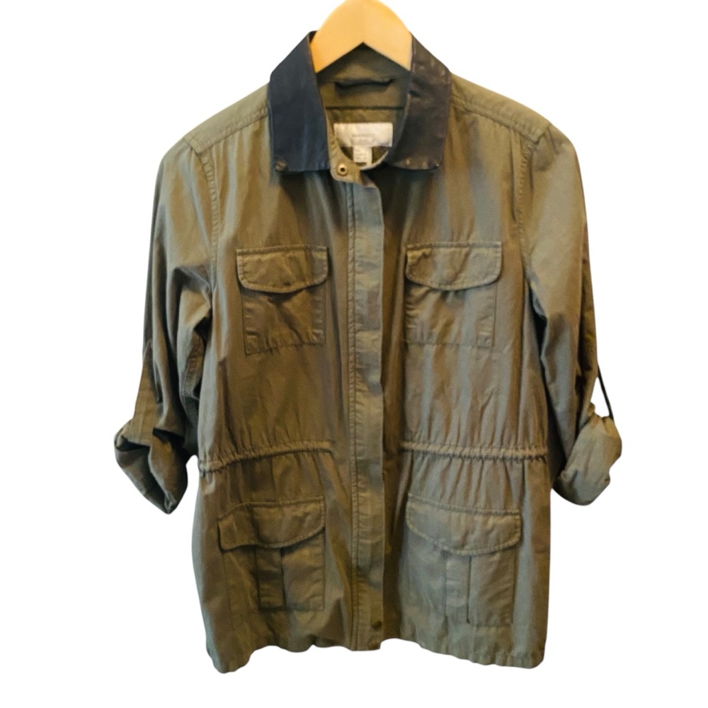 MANGO Suit Utility Jacker Contrasting Faux Leather Collar